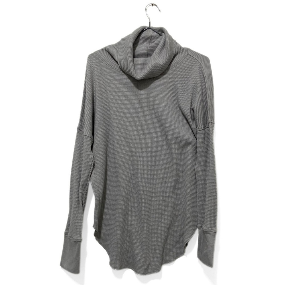 Babaton | Aritzia Heather Grey Waffle Knit Turtleneck LongSleeve Top Size Medium